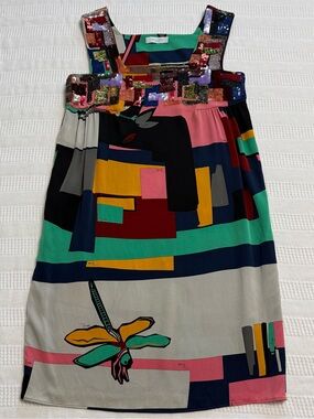 Emilio Pucci Vintage Dragonfly Bird Print Sequin-Trim Dress